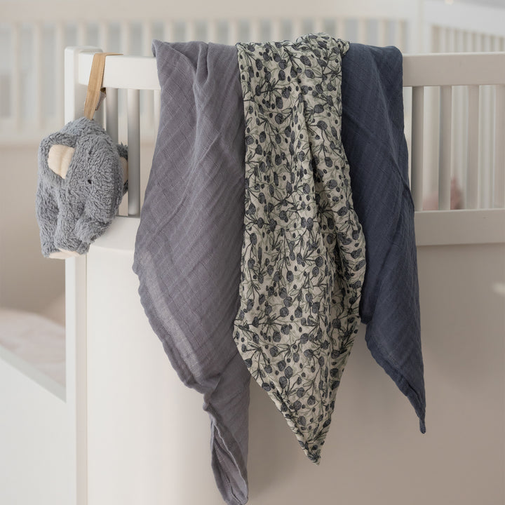 Sebra 3pcs Muslin, Blue Olive, Forest Lake Blue