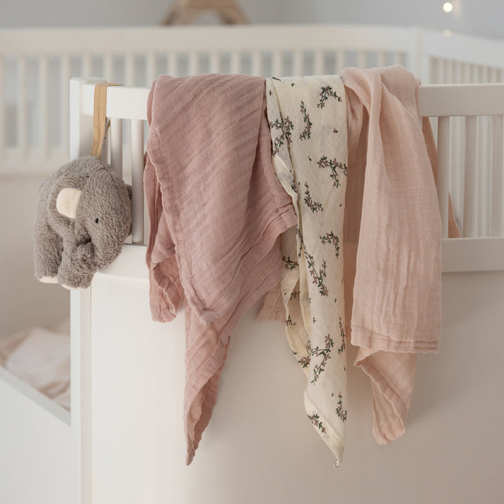 Sebra 3pcs Muslin, Powder Blossom, Rose