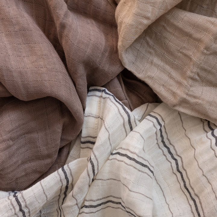 Sebra 3pcs Muslin, Cream Stripe, Beige