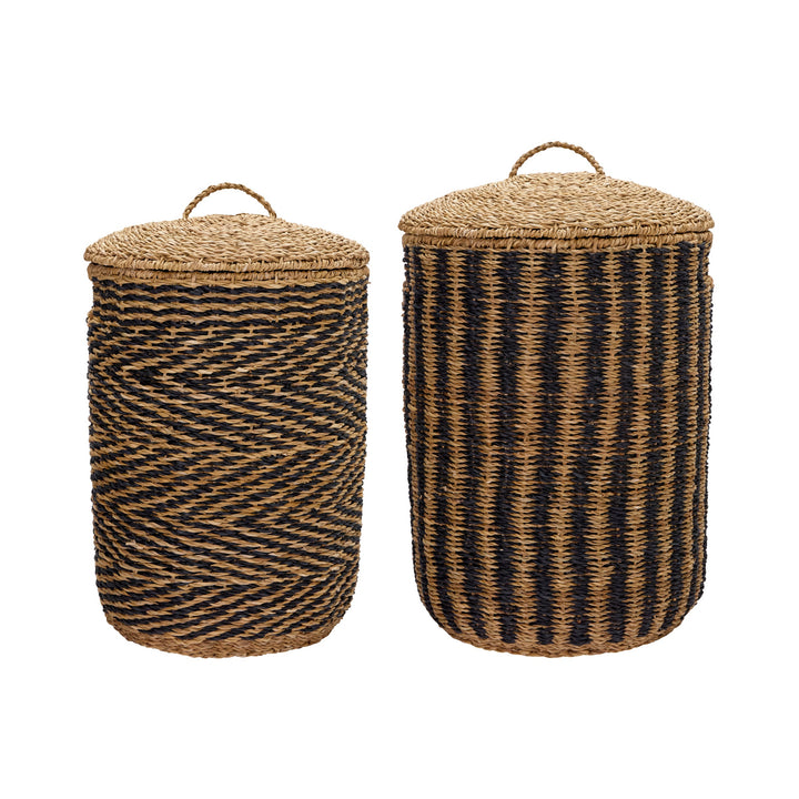 Laundry Basket Cesto in Nature Black Set of 2