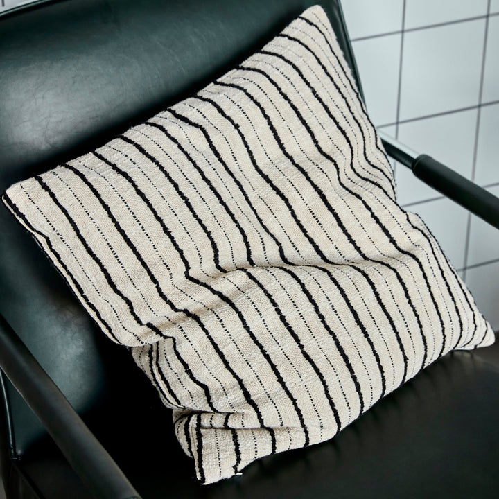 Lines Cushion Cover in Black Off White