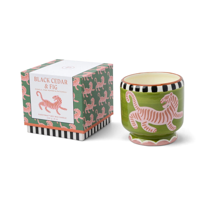 A Dopo Tiger Ceramic Candle In Black Cedar & Fig
