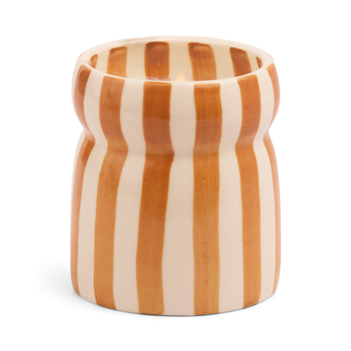 Cabana Rust Stripped Ceramic Candle In Sienna Sunset
