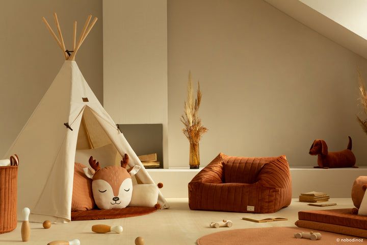 Chelsea sækkestol i Wild Brown Velvet fra Nobodinoz - FORUDBESTILLING