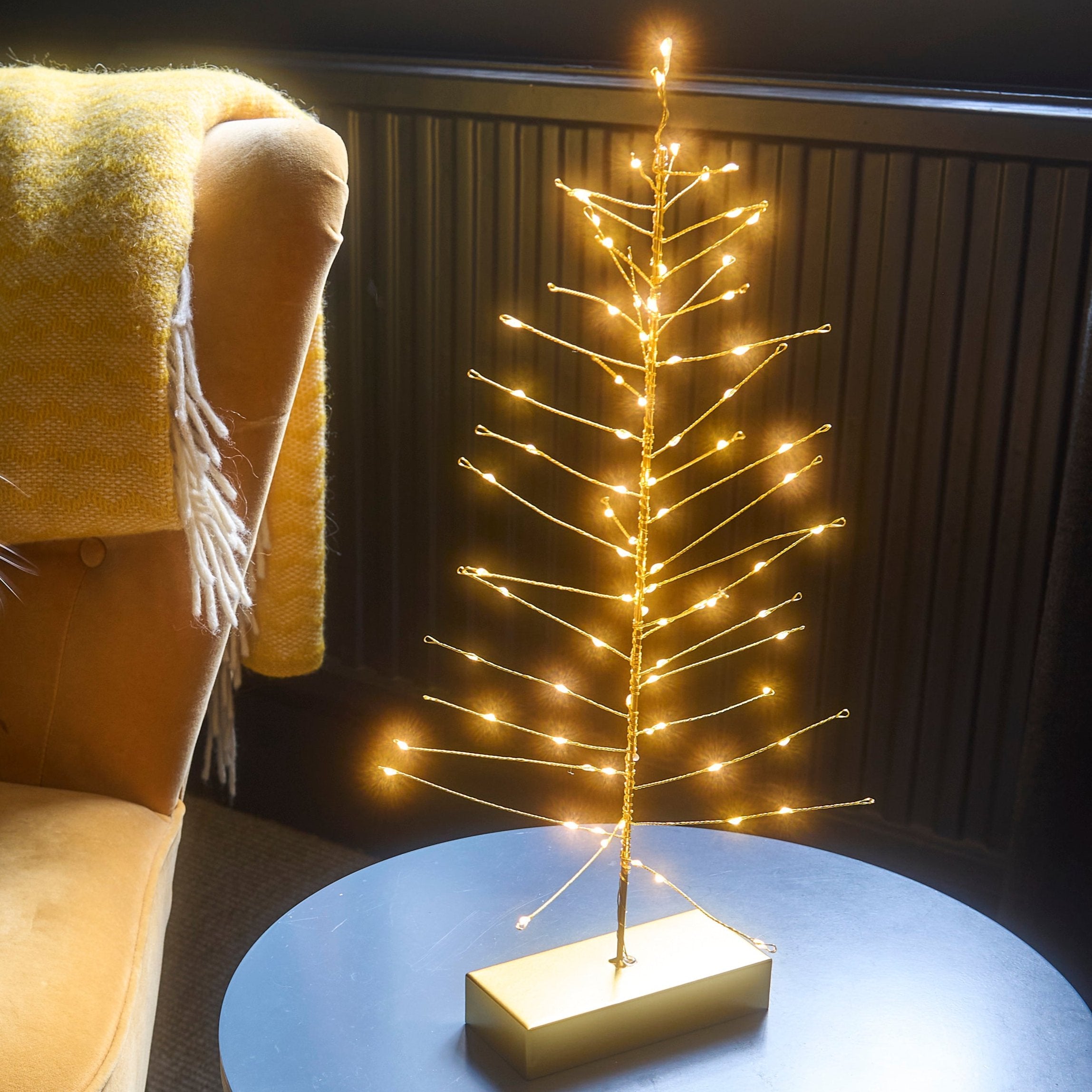 Pre Lit Table Top Christmas Tree Gold – Ella James