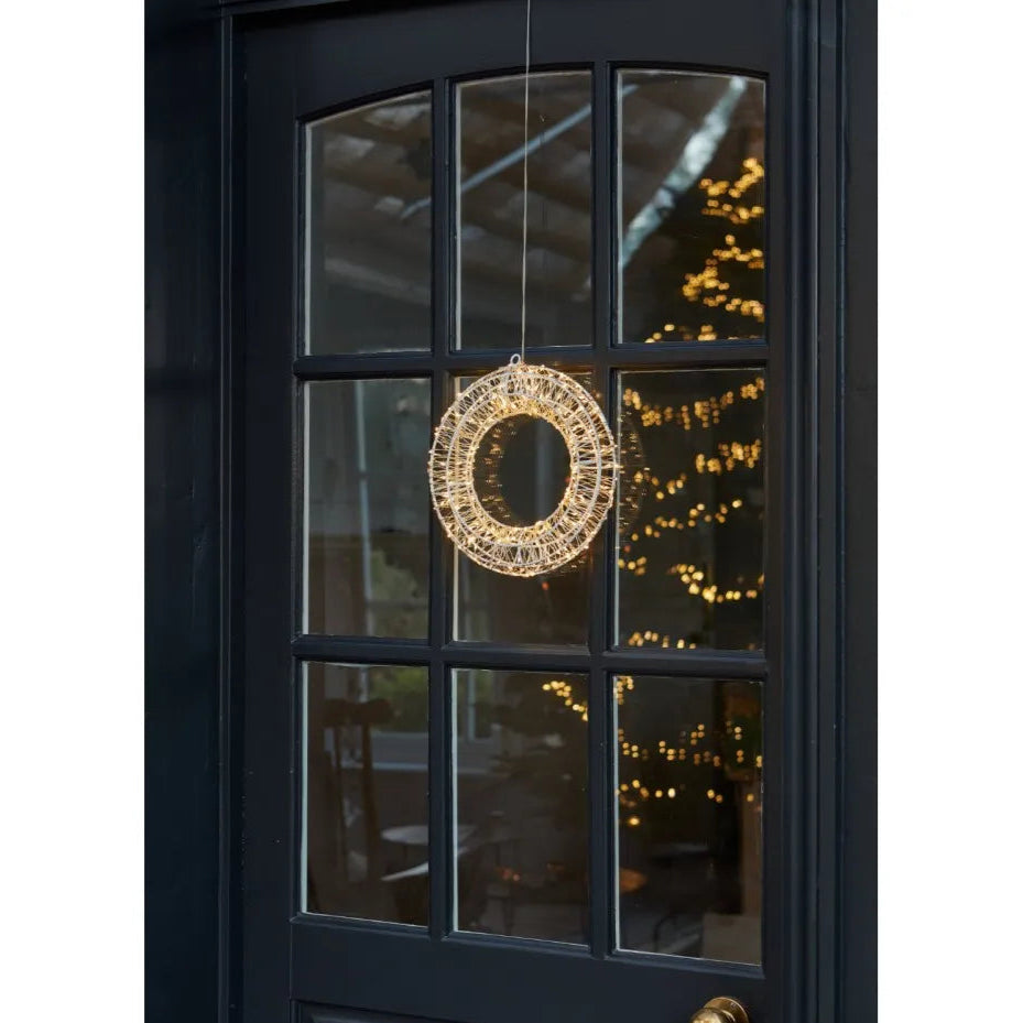 LED Silver Christmas Wreath 25cm