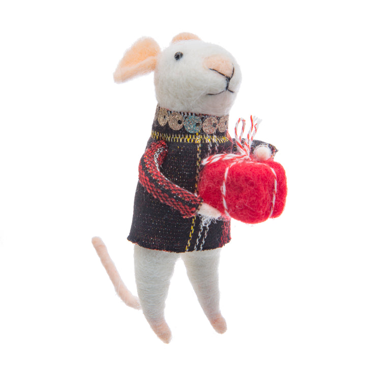Tartan Mouse Standing Felt Decoration