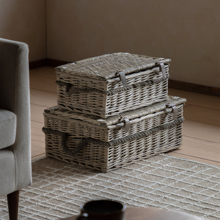 Rivra Lidded Baskets In Natural Set of 2