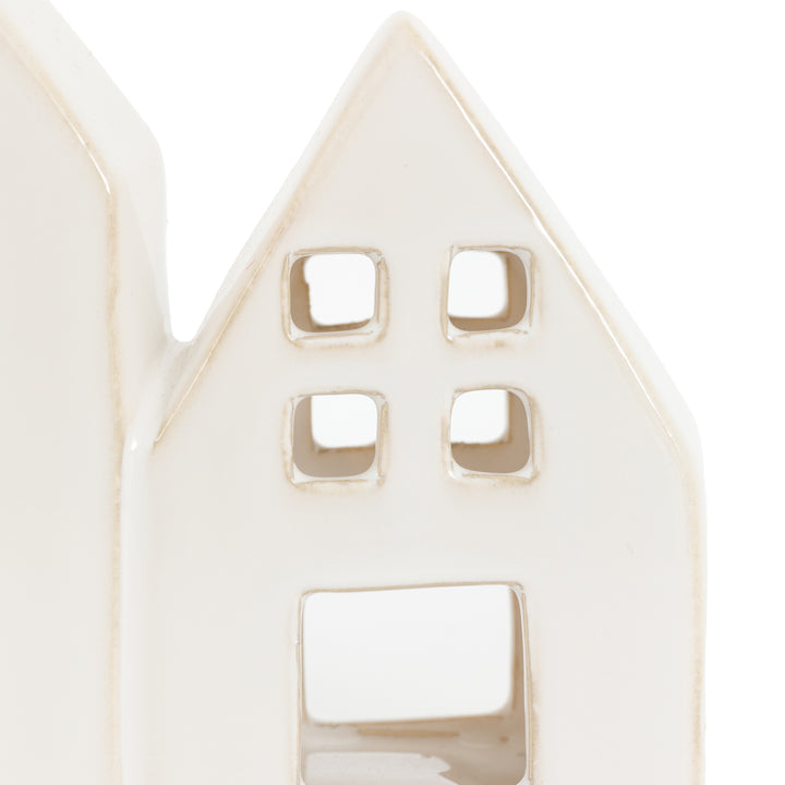 Pearly White Houses Tealight Holder Trio