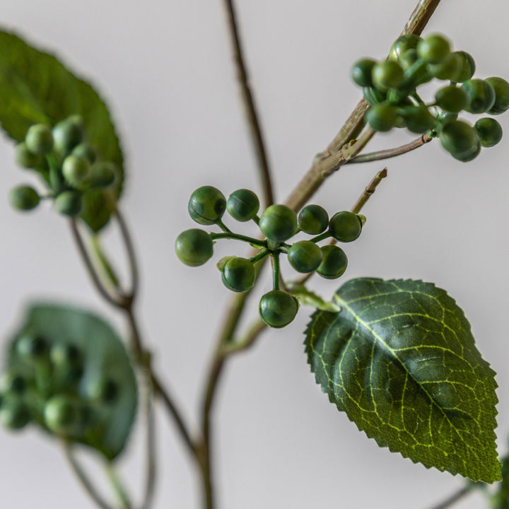 Faux Stem Berry Foliage Green 12pk