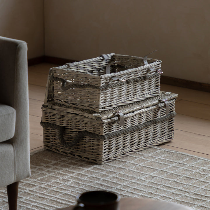 Rivra Lidded Baskets In Natural Set of 2