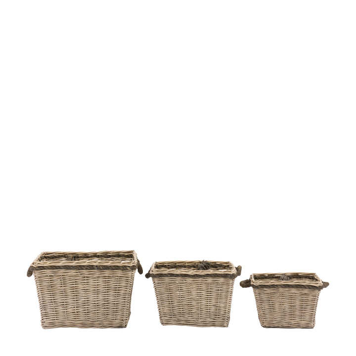 Aspen Woven Log Basket In Natural Set of 3
