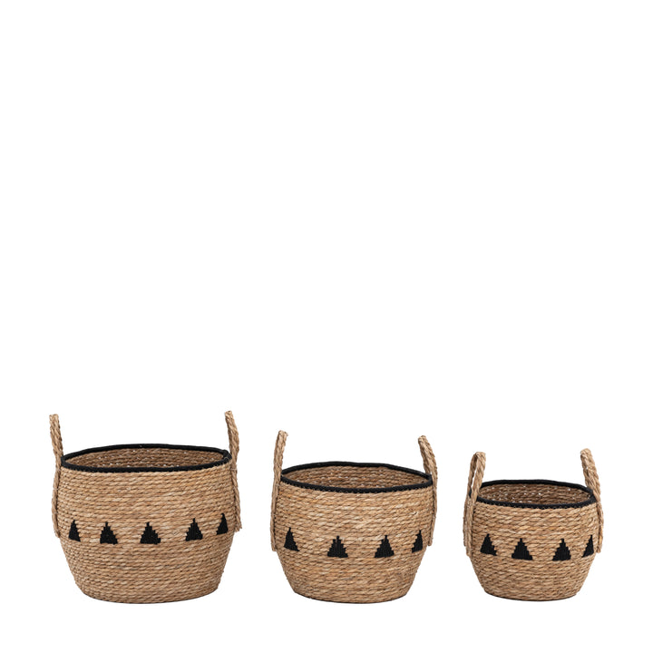 Alid Baskets In Natural & Black Set of 3