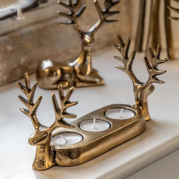 Stag Gold Trio Tealight Holder