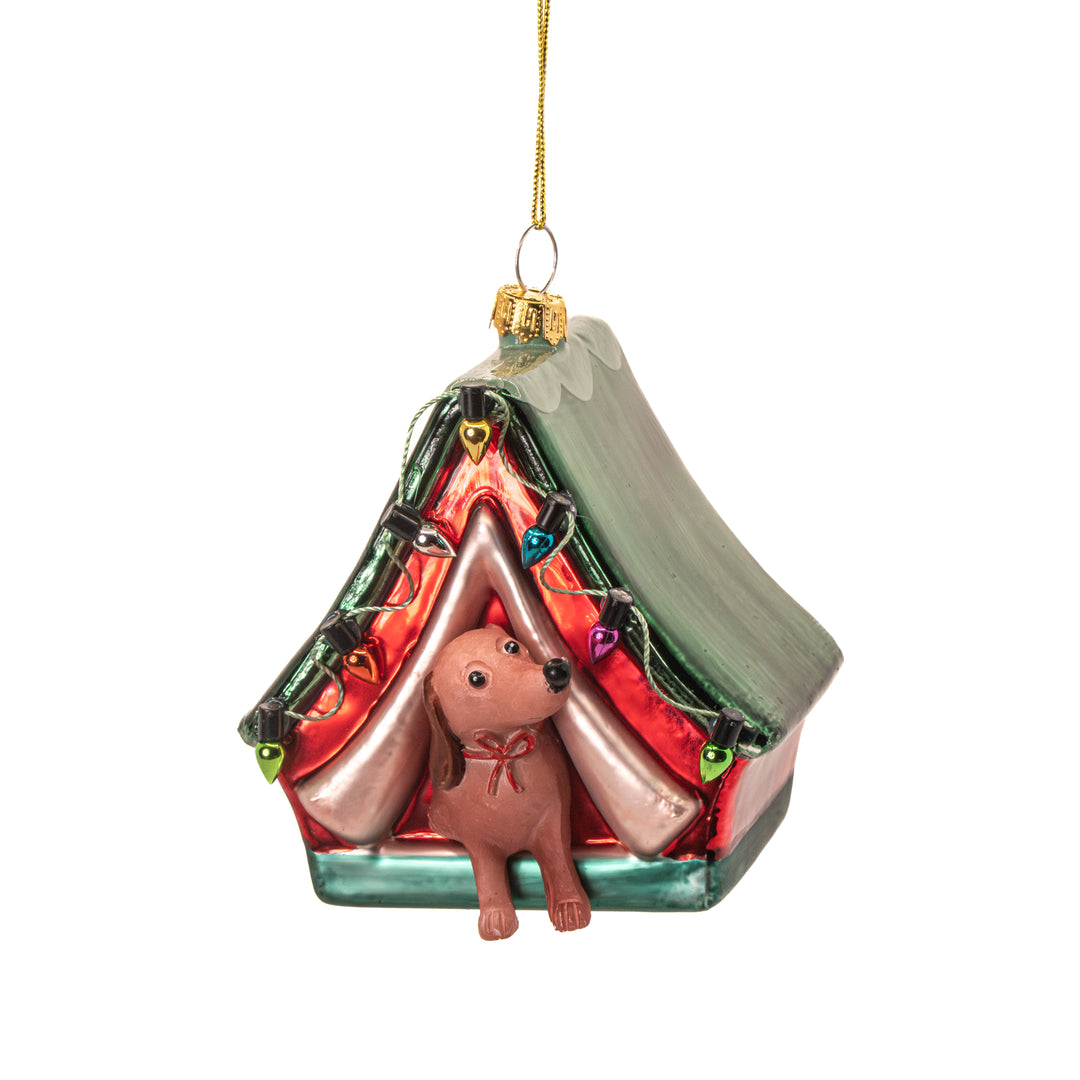 Dog In A Tent Shaped Bauble