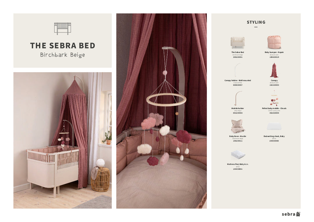 INSPIRATION Birchbark Rose Cot Bed & Pink and Grey Accessories