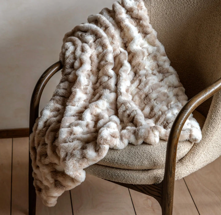 Deco Luxe Ruched Faux Fur Throw