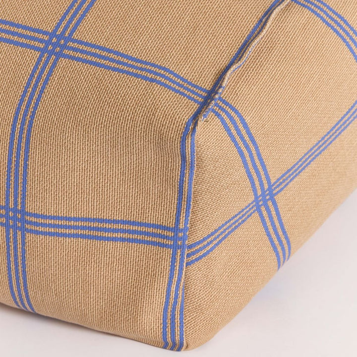 Vibes Kids Armchair Beanbag Brown Blue Windowpane