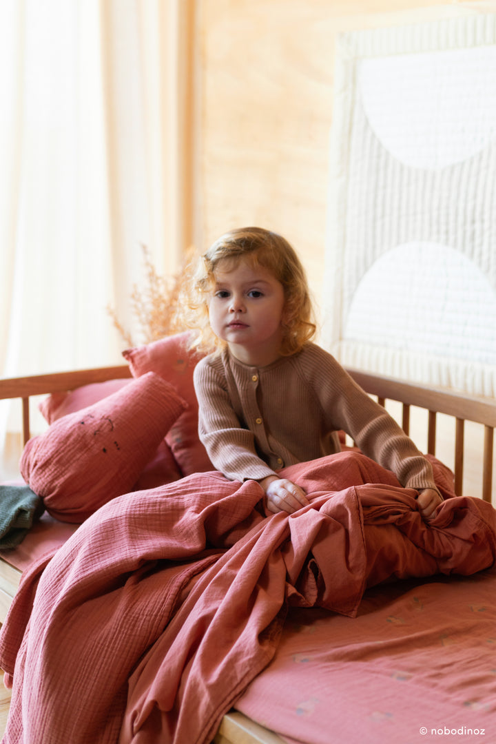 Wabi-Sabi Washed BB Fitted Sheet Blossom Rosewood By Nobodinoz
