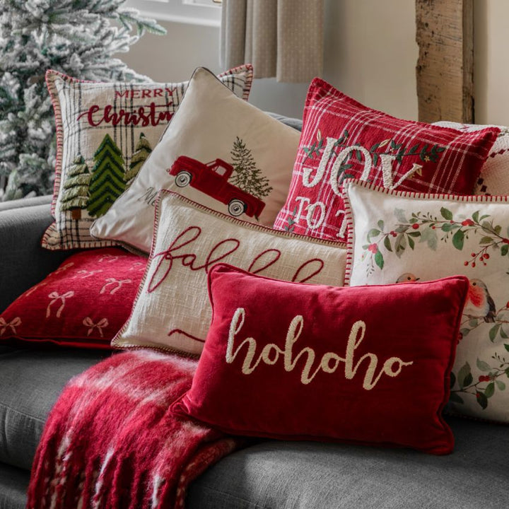 HoHoHo Chenille Embroidered Cushion
