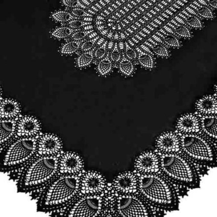 Tuscany Crochet Lace Vinyl Tablecloth / Black