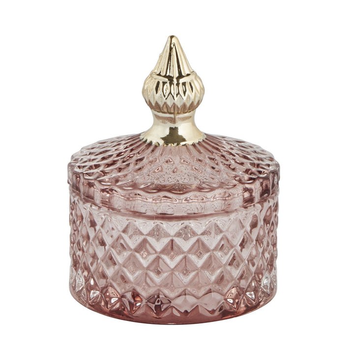 Rose Pink Pressed Glass Jar