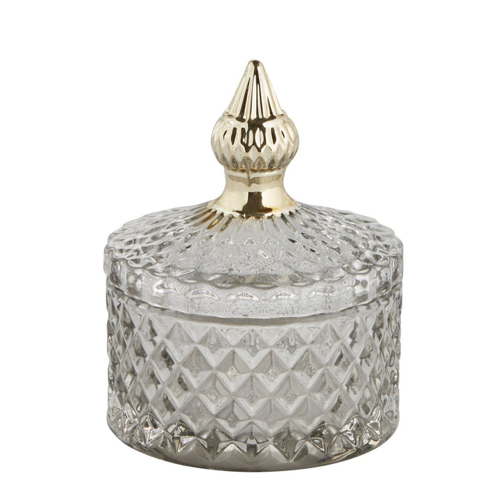 Pot en verre pressé gris pâle