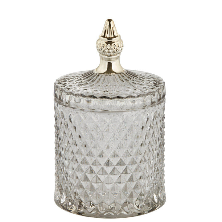 Pot en verre pressé gris pâle