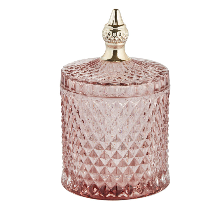 Rose Pink Pressed Glass Jar