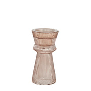 Pale Pink Fluted Glass Candle Stick