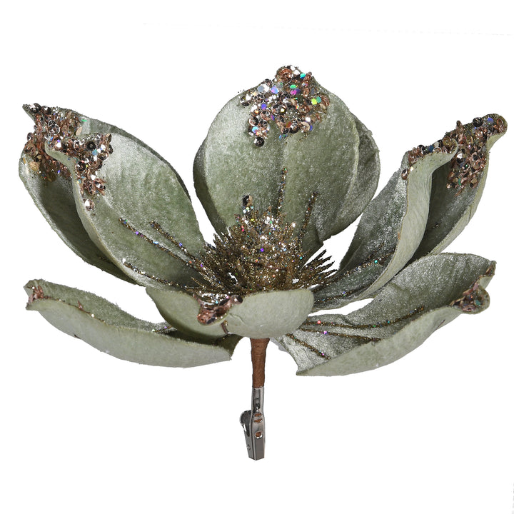 Pale Sage Clip On Magnolia Decoration