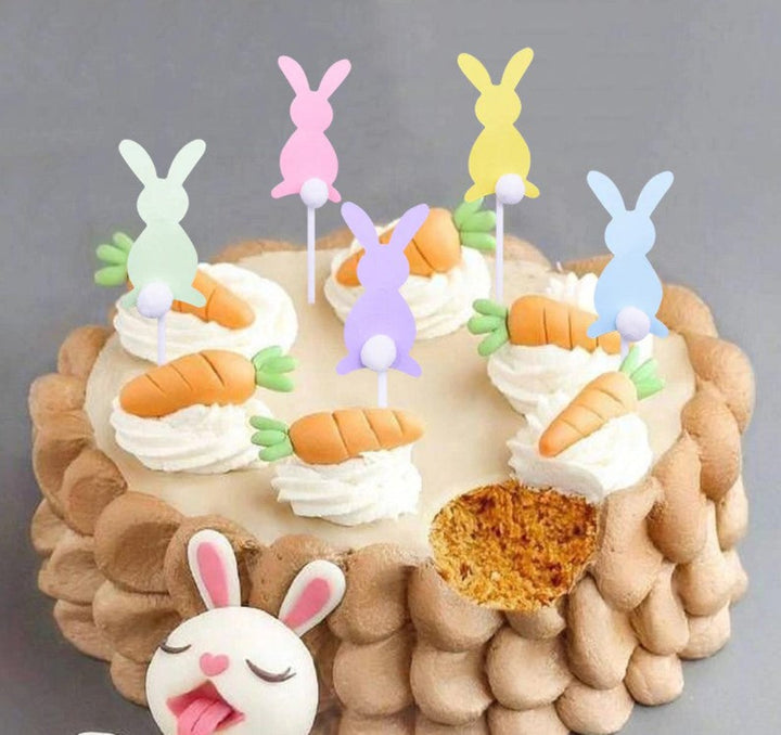 Ensemble de cinq pics de lapin pastel