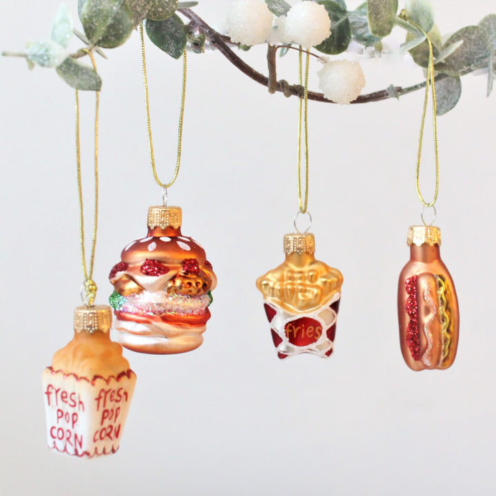 Sæt med fire mini fastfood dekorationer