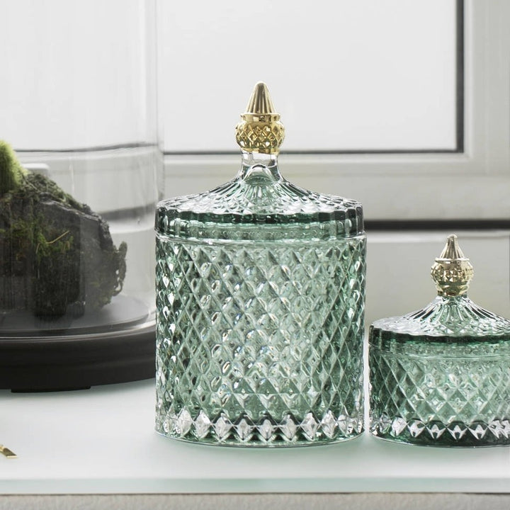 Granite Green Pressed Glass Storage Jar
