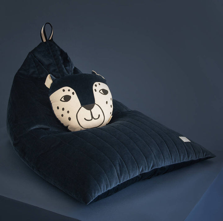 Essaouira Velvet Beanbag i Night Blue fra Nobodinoz - FORUDBESTILLING