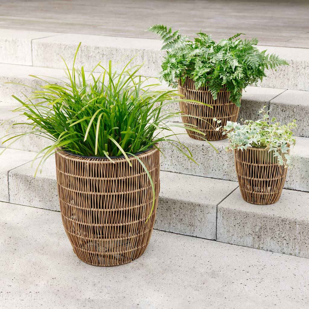 Outdoor Rattan Effect Planter – Ella James