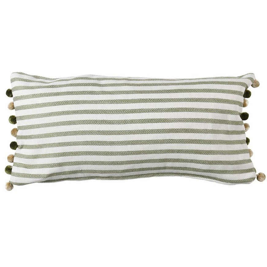 Stripe Pompom Pude i salvie