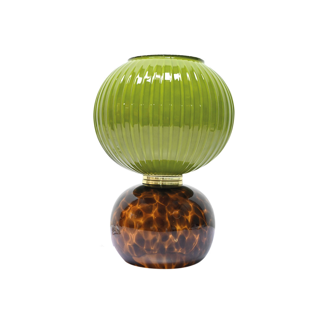 Adonis Small Leopard Khaki Glass Table Lamp