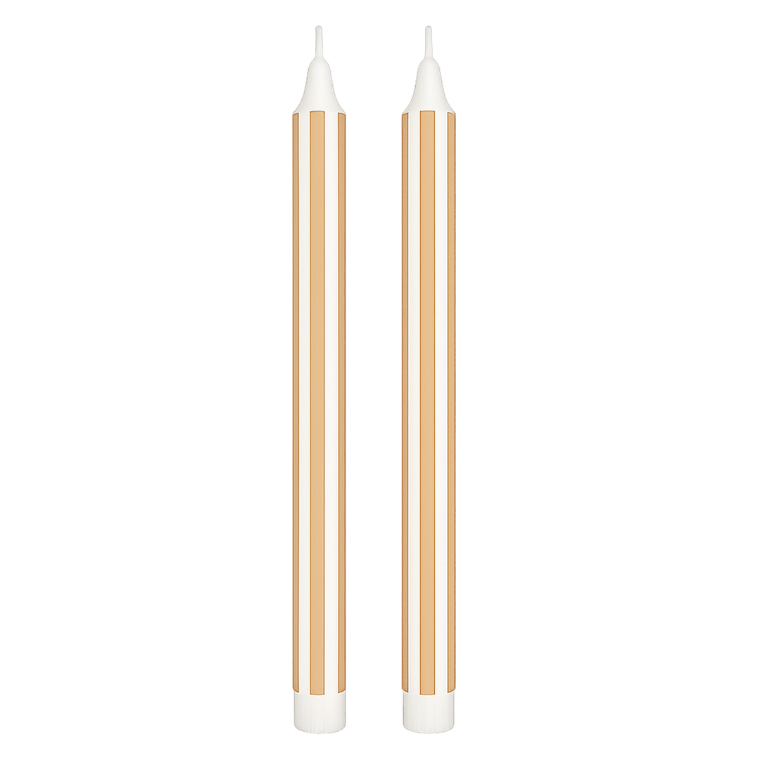 Set of 2 Tall Striped Sand Candles