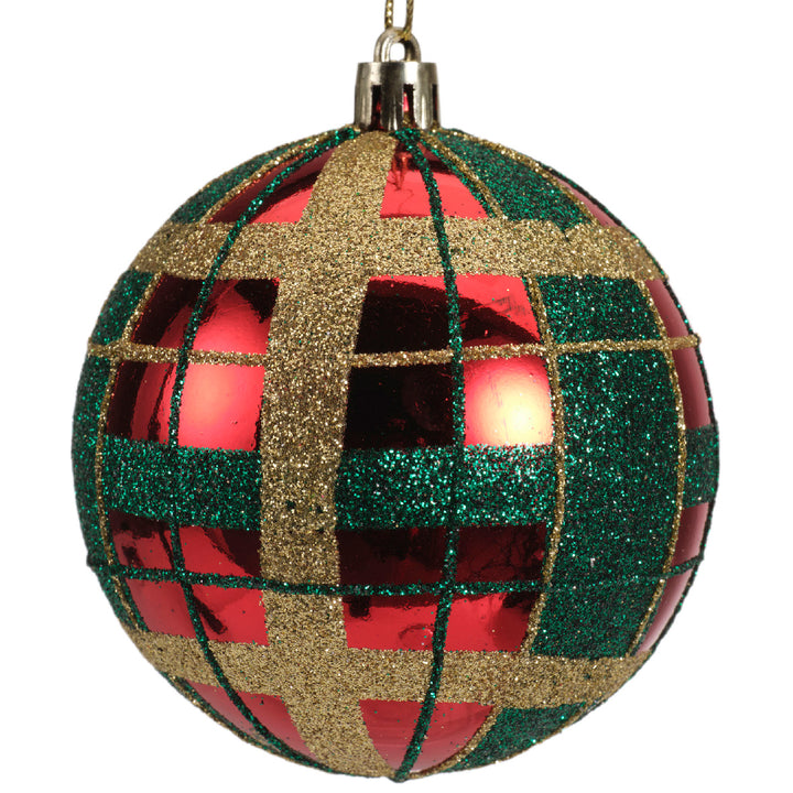 Set of 2 Glitter Tartan Baubles