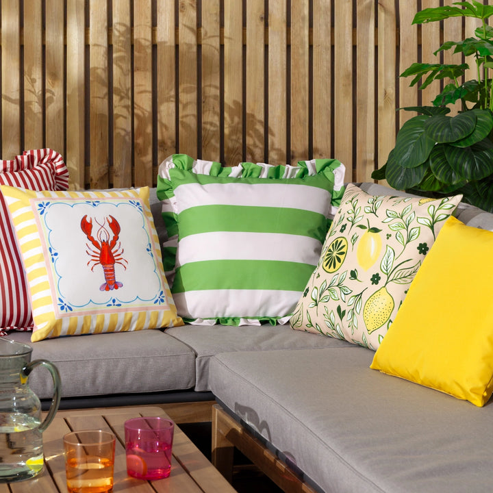 Brunch Stripes Lobster Outdoor Cushion