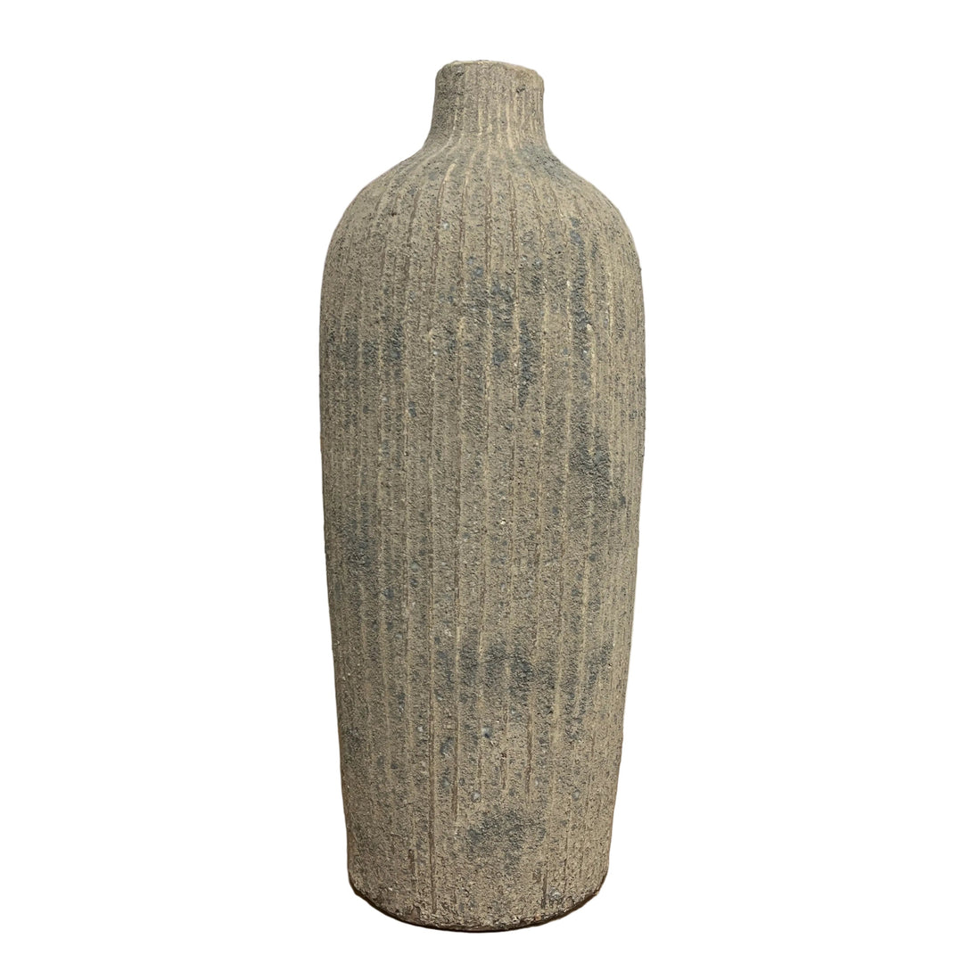 Large Heavy Tall Ribbed Floor Vase