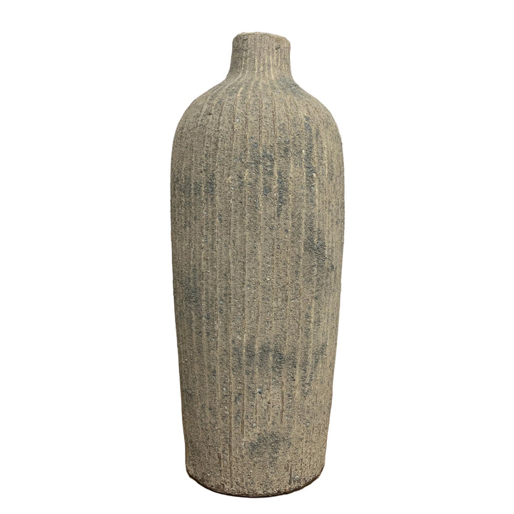 Large Heavy Tall Ribbed Floor Vase