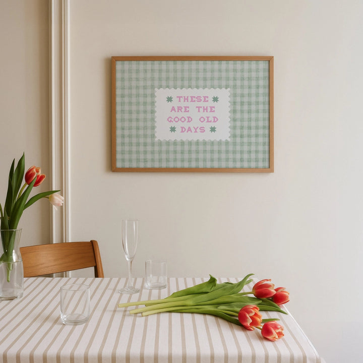 These Are the Good Old Days Gingham Print Green