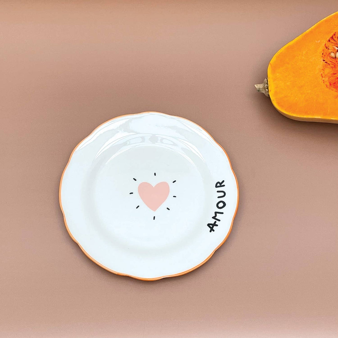 Set of 4 Love Heart Dessert Plates