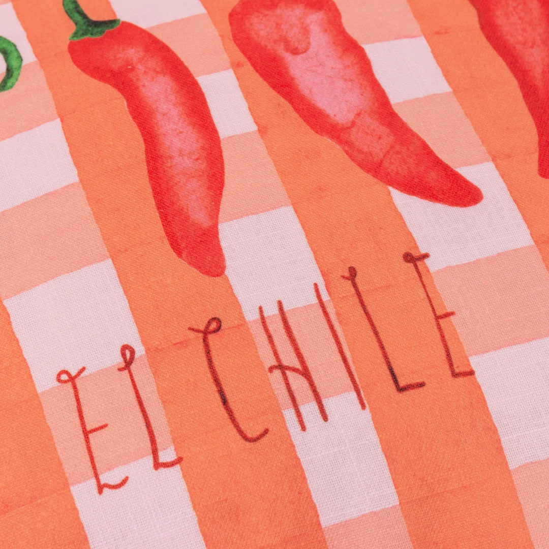 Gingham Chilli Printed Ruffle Cushion
