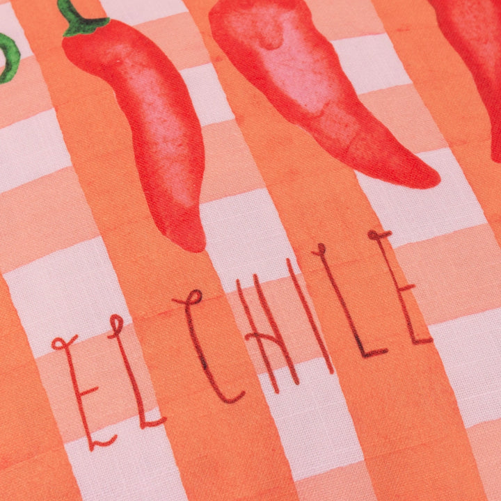 Gingham Chilli Printed Ruffle Cushion