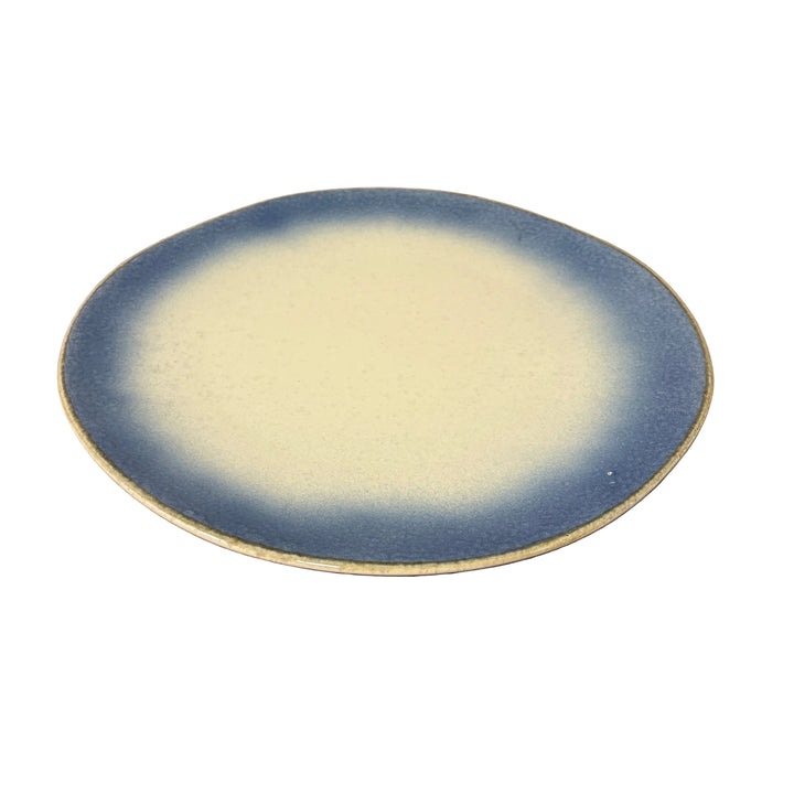Large Round Platter Plate Blue Ivory