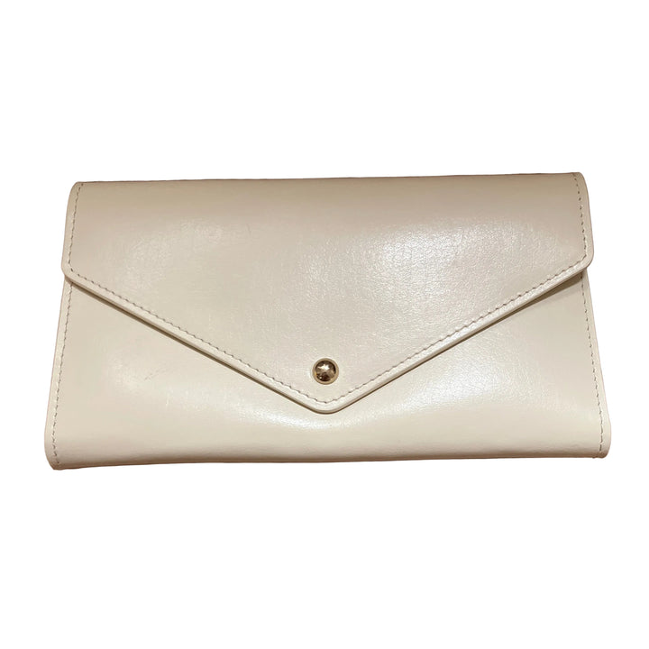 Cream Leather Travel Envelope Purse