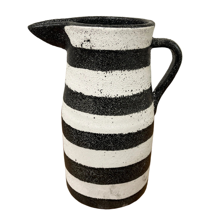 Large Tall Terracotta Striped Speckled Pitcher